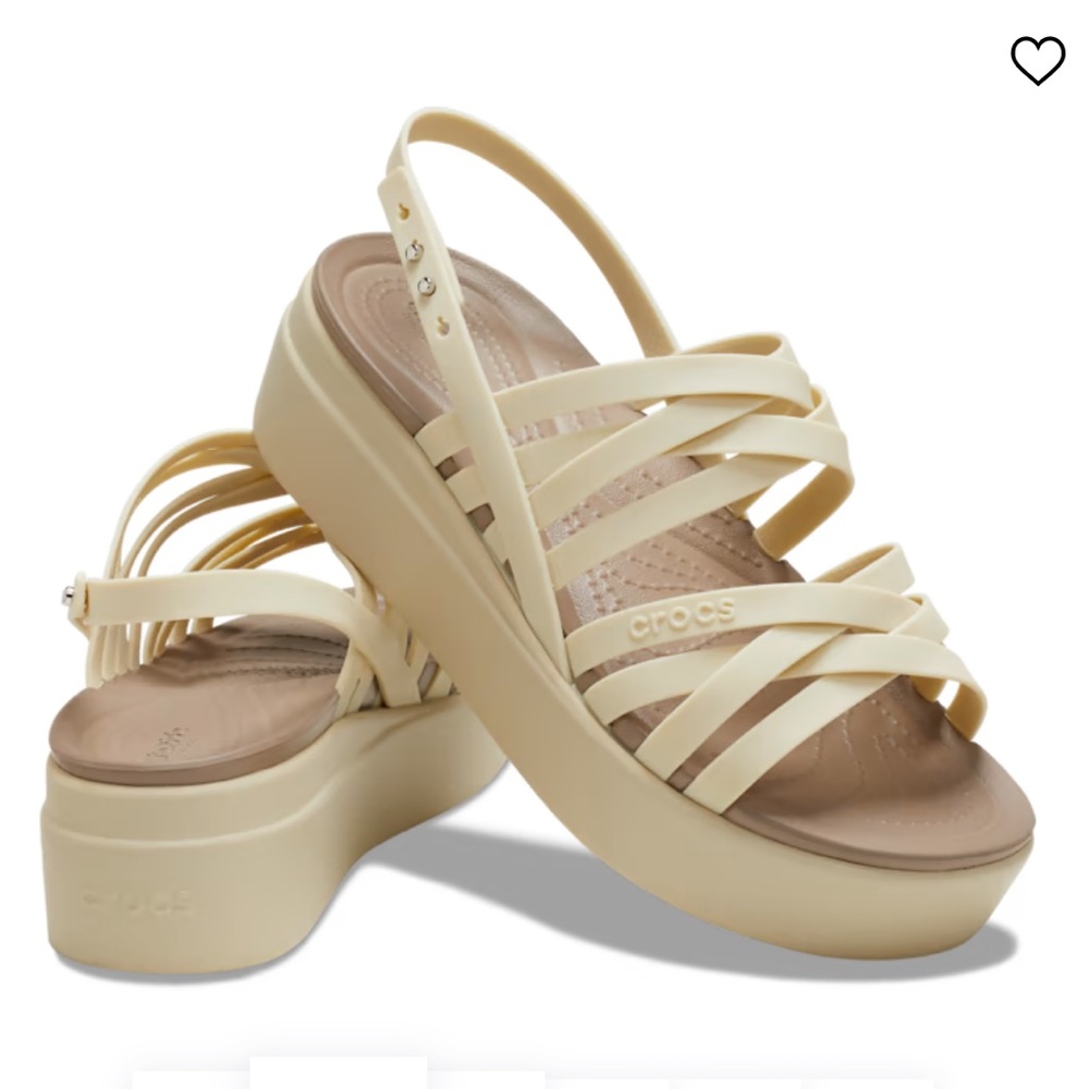Crocs Brooklyn Strappy wedge size 8 color: bone